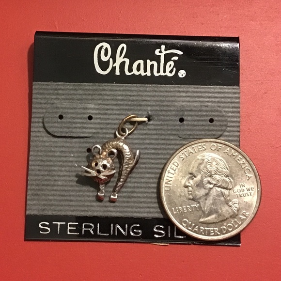 Sterling Silver cat charm.Vintage Chante. - Picture 4 of 4